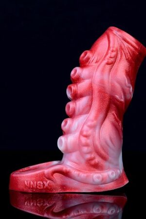 2 Sizes of Reusable Silicone Penis Sleeve Tentacle Cock Sleeve, Waterproof Hollow Penis Pump Enlargement with Cock Ring Adult Sex Toys for Men Couples - L, Red