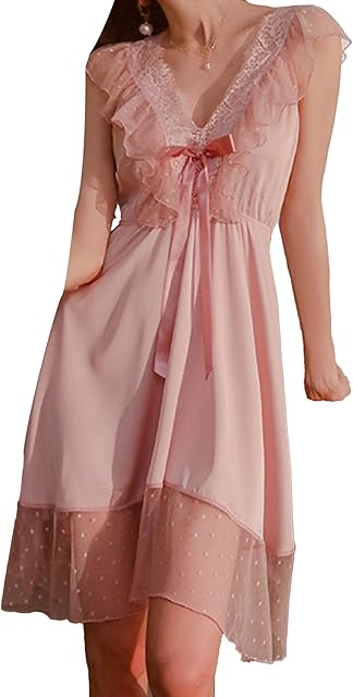 Womens Lace Sexy Lingerie Dress V Neck Sleepwear Slips Home Nightdress Full Slip Babydoll Sleeveless Nightgown