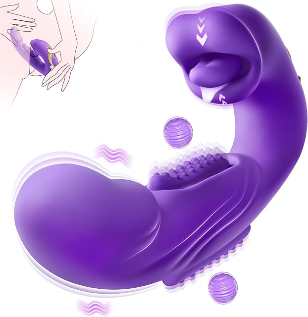 Vibrator Adult Sex Toys for Women ? 4-in-1 Rose Sex Toy Thrusting Vibrators Dildo with 5 Licking Clitoral & 7 Flapping Modes, Clit Sucker, Tongue G-Spot Stimulator for Female Pleasure & Couple Games