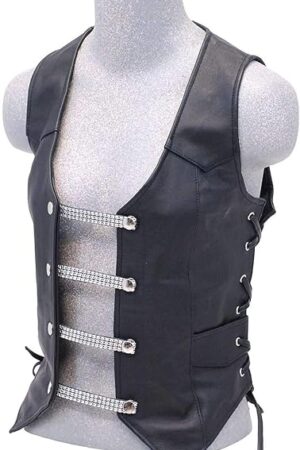 Jamin Leather? - 4'' Simulated Crystal & Leather Vest Extenders (Set Of 4) Made in USA #VC14101LCK