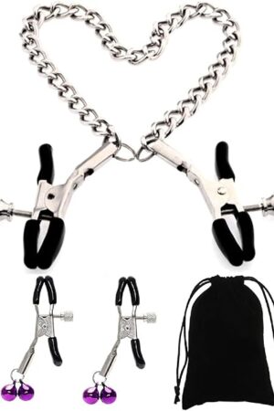 Adjustable Metal Nipple Clamps Entertainment Clip for Women R408 Non-Piercing Nipplerings Clip On Nipple Rings Decorative Clip for Clothing Accessories-RJ4