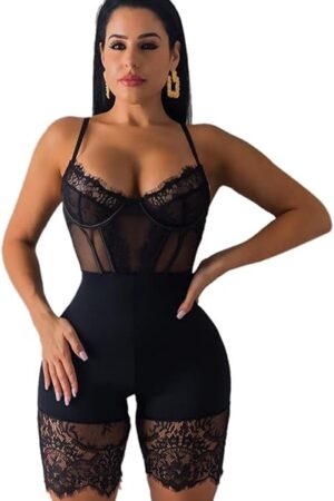 Women's lace corset cartilage suspender sexy jumpsuit
