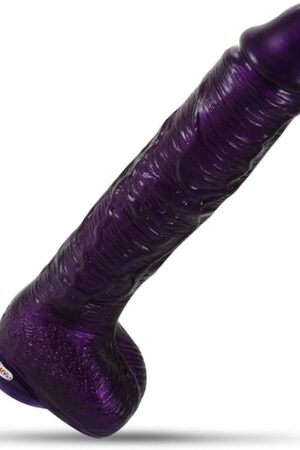 LeLuv Realistic Dildo 11 Inch Suction Cup Big Firm Cock & Balls Purple