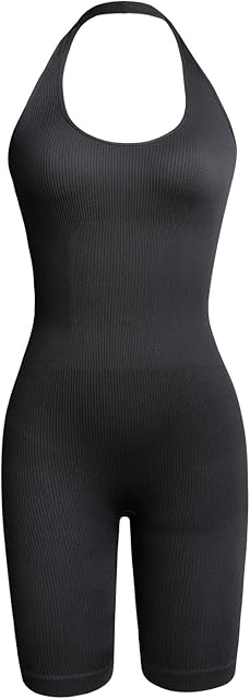 Women's Sexy Bodysuit Halter Round Neck Backless Leotard Bodysuit Tank Tops Tummy Control Shapewear