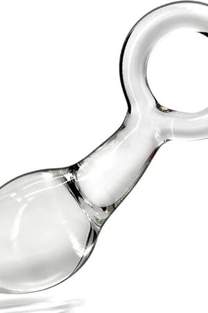 Glass Butt Plug with Pull Loop Anal Plug Prostate Massager Anal Dilator with Long Neck and Tapered Head Fetish Masturbation Sex Toy for Men Women, 527 x 161 inch TJIJP