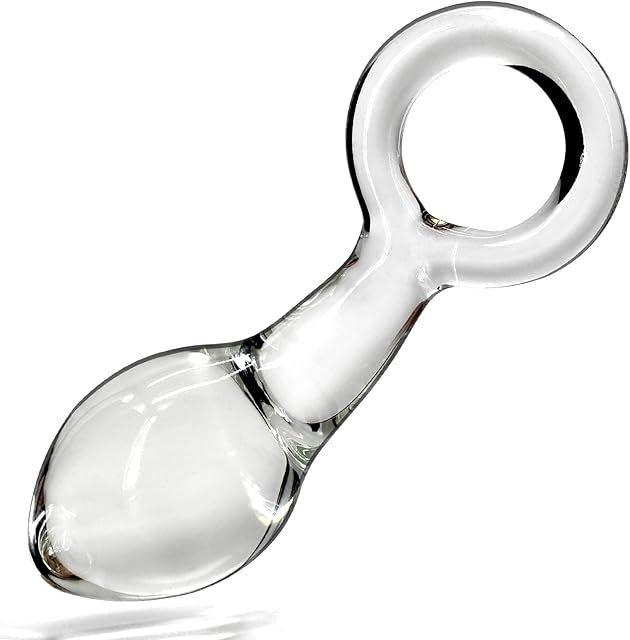 Glass Butt Plug with Pull Loop Anal Plug Prostate Massager Anal Dilator with Long Neck and Tapered Head Fetish Masturbation Sex Toy for Men Women, 527 x 161 inch TJIJP