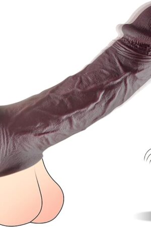 ferch Vibrating Penis Sleeve, Ultra-Soft Penis Extender with 10 Vibrations for Prolonged Erection, Realistic Silicone Penis Enlarger Cock Ring Adult Toys for Men & Couple (Dark Brown)