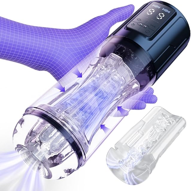 Automatic Sucking Male Masturbator Cup - Blowjob Sex Toys for Men with 9 Suction & 9 Vibration Modes, 3D Texture & LED Pocket Pussy Automatic Adult Male Sex Toy Stroker Penis Pump Enlarger