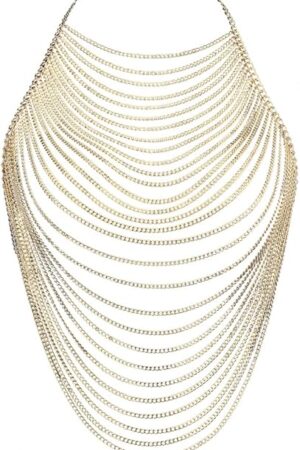 Full Body Chain Jewelry for Women Sexy Costume Multilay Silver Metal Chain Harness