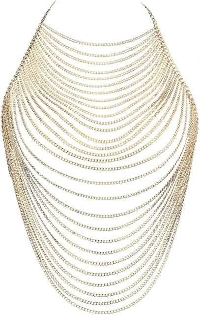 Full Body Chain Jewelry for Women Sexy Costume Multilay Silver Metal Chain Harness