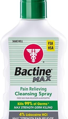 Bactine MAX First Aid Spray - Cleansing Spray with 4% Lidocaine - Relief for Minor Cuts, Burns & Bug Bites - 5oz