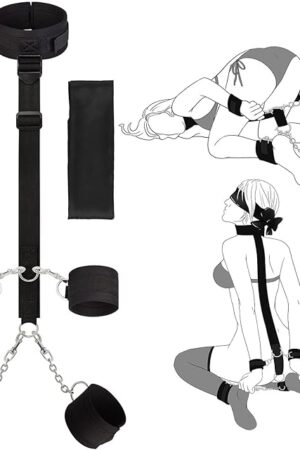 BDSM Adult Toys Bondage Kit - UTIMI Neck to Wrist Behind Back Collar Restraints with Handcuffs Ankle Cuffs Blindfold Restraint Bondaged Kit for Couples Sex Adjustable Set SM Play