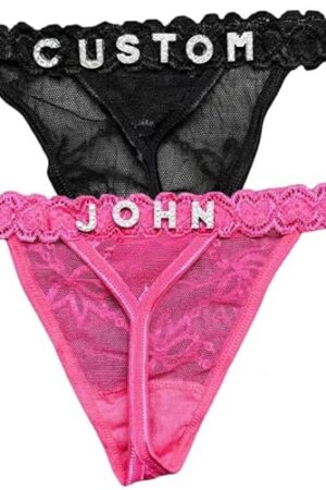 2-Pack Personalized Thongs with Names, Custom Name Thong, Diy Gold Rhinestone Shiny Letters Name, Customize Your Fashion Logo, The Letters Are Hand Sewn, Very Strong And Not Easy To Fall Off