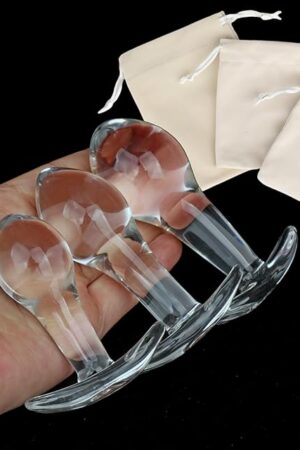 3 Pcs Glass Anal Plug Set for Outdoor Use, Clear Crystal Hidden Butt Plug Training Kit for Beginners, Anal Toys for Women Men Self Pleasure, Plug Toys for Anywhere, SM Sex Toys for Women