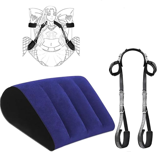 2 in 1 Set Sex Furniture Set Sex Bondage Restraints Kit with Sex Pillow,Sex Wedge Leg Sex Sling Position Ramp Inflatable Cushion, Couples Sex Toys Bed Restraints Adult Sweater h8