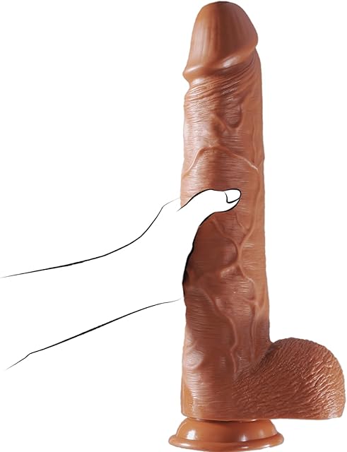 15.55 inch XXXL Brown Realistic Dildo, with Strong Suction Cup for Hands-Free Play, for G-Spot Dildos Anal Sex Toys for Men Women and Couple, Brown Massive Penis with Big Balls