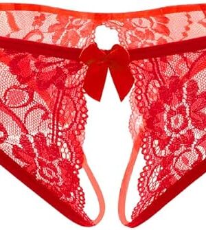 Women Sexy Floral Lace Briefs with Cute Bow Center