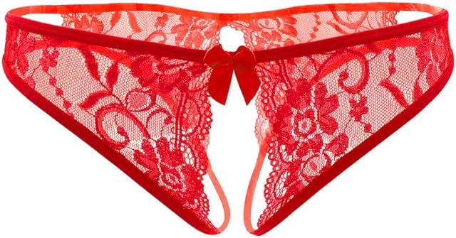 Women Sexy Floral Lace Briefs with Cute Bow Center
