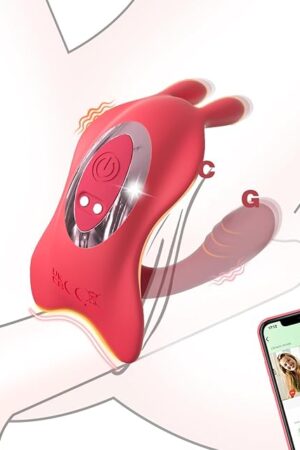 Couples App Remote Control Wearable Vibrator, Couple Women Adult Sex Toys, Long Distance Panty Vibrator with Rabbit Stimulator for G Spot Clitoral Penis Pleasure, Healexcer Female Kinky Sex Toy Game