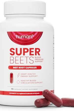 HumanN SuperBeets Beet Root Capsules Quick Release 1000mg, Helps Support Nitric Oxide Production, Blood Pressure, Heart Health, Contains Non-GMO Beetroot Powder, Studied Antioxidants 90 Count