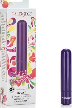 CalExotics Tiny Teasers Bullet - Adult Rechargeable Vibe Massager - Waterproof Travel Size Sex Toys for Couples - Purple