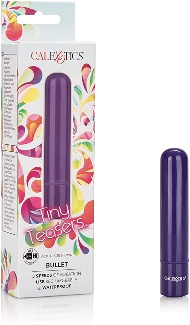 CalExotics Tiny Teasers Bullet - Adult Rechargeable Vibe Massager - Waterproof Travel Size Sex Toys for Couples - Purple