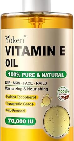 Vitamin E Oil 8 Fl Oz Organic Vitamin E oil for Skin 70,000 IU Vitamine oils for Scars Hair,Face,Nail,Scalp Perfect Bath and Body Oil Cold Pressed Hexane Free Non-GMO Gluten Free Formula