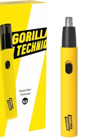 Gorilla Technique Nose Ear Hair Trimmer for Men, Rechargeable 2-in-1 Trimmer for Nose Ear Eyebrow Hair Removal, No Pull No Snag Grooming with High-Speed 10,000rpm Motor, 2 Heads