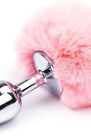 Anal Plug Adult Sex Toy,Small Size Butt Plug Metal Butt Plug Sexual Anus Rabbit's Tail Anal Sex Toys,Stainless Steel Anal Butt Plugs Anal Trainer Toys for Adult Women,Men and Couples(Pink)