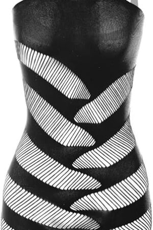High-Elastic Women Fishnet Lingerie Mesh Chemise Babydoll Mini Dress Bodysuit One Size