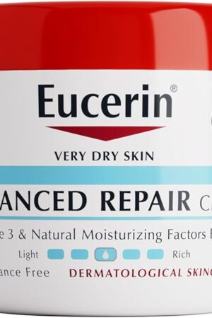 Eucerin Advanced Repair Body Cream for Very Dry Skin, Fragrance Free Daily Body Moisturizer, 16 Oz Jar