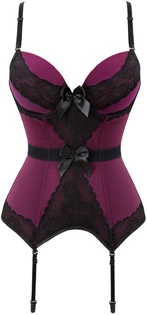 Women's Victorian Lace Mesh Push Up Bustier Corset Top Garter Plus Size Lingerie Sets