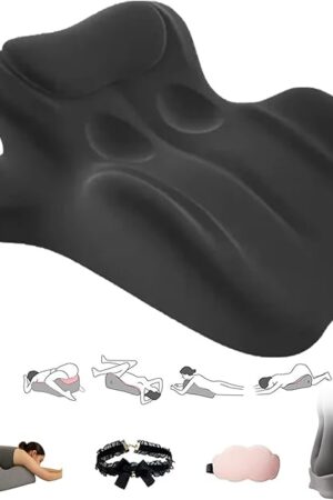Chiro Monk Couple Pillow, 27? Lift, Perfect Position Instantly,Better Positioning, Enhanced Comfort, Wedge Pillow Memory Foam, Provides Waist Support, Recovers After Impact, for All Postures (Black)