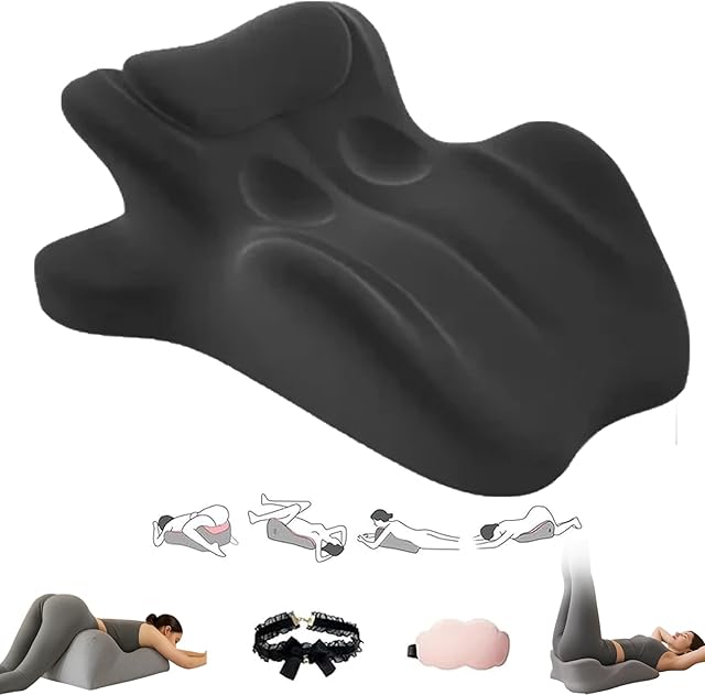Chiro Monk Couple Pillow, 27? Lift, Perfect Position Instantly,Better Positioning, Enhanced Comfort, Wedge Pillow Memory Foam, Provides Waist Support, Recovers After Impact, for All Postures (Black)