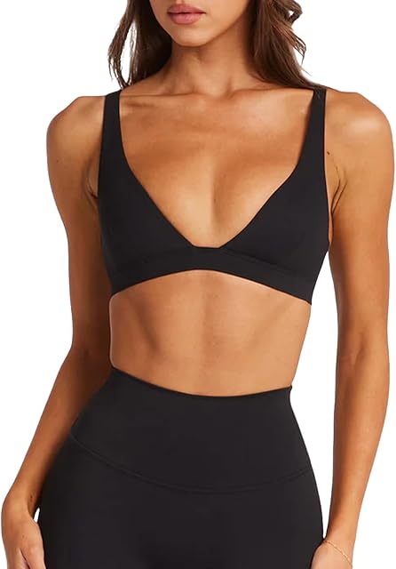 Freedom Contour Crop | Deep V-Neck Sports Bras for Women - U Back Padded Bra Sexy Wireless Yoga Bra