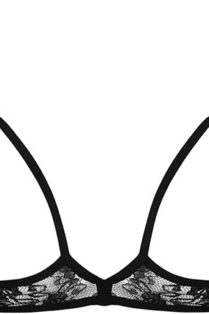 Women's Sexy Lace Open Cups Cage Bras Lingerie See Through Wire-Free Unlined Bralette