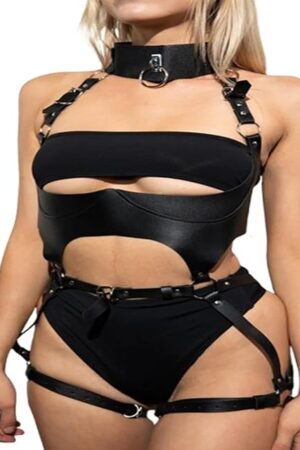 Women Body Harness Belt Bondage Lingerie Set - Adjustable Harness with Leg Bands Sexy Harness with BDSM Straps