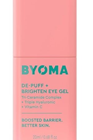 BYOMA De-Puff + Brighten Eye Gel - Lightweight Gel Eye Cream for Dark Circles, Puffiness & Wrinkles - Under Eye Cream With Hyaluronic Acid & Vitamin C - Barrier Repair Skincare - 068 fl oz