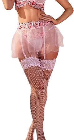 Women's 5 Piece Lingerie Set Graphic Print Contrast Lace with Garters & Stockings Teddy Lingerie Bodysuit
