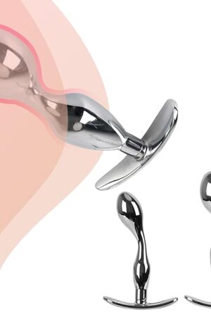 Anal Plug Beginner Set 2Pcs Set Anal Trainer Kit Metal Butt Plug G Spot Anal Sex Adult Toy for Beginner Adult Unisex Women and Men Couple Adult Gay Anal Plugs Woman Men Sex Gifts Things Large/Small