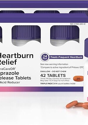 C?rcle Omeprazole 20mg Tablets (84 Ct, Six 14 Day Courses) - Delayed-Release Heartburn Medicine - Daily Use Acid Reducer for Frequent Heartburn Relief & Acid Reflux Relief - 14 Antacid Pills - 6-Pack