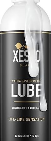 XESSO Water-Based Creamy Lube, Unscented 8.3 Fl Oz, Thick White Gel-Like Slippery Glide, Hypoallergenic for Women, Men & Couples. Made in US & Discreet Package. Package May Vary