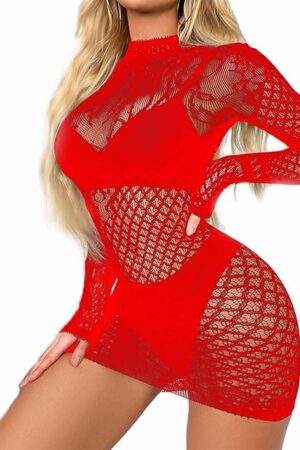 Women Fishnet Bodysuits,Sexy Mesh Babydoll,Women's Floral Lace Lingerie,Bodysuit Dress,One Piece Babydoll One Size