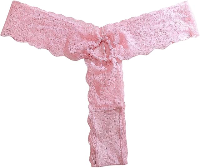 Women's Ring Linked Floral Lace Low Rise Thongs Comfortable Lingerie Underwear