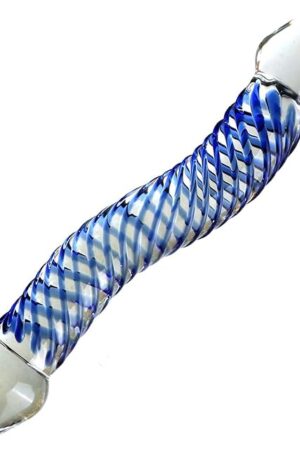 Double Ended Glass Dildo Crystal Penis,Crystal Realistic Dildo Pleasure Stick with Spiral Texture and Vivid Glans Anal Plug, Prostate Massager Sex Toy stimulates G spot for Men Women(Style 2)