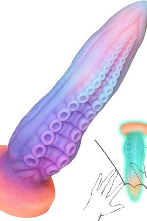 Fantasy Monster Dildo Adult Sex Toys, 9.6'' Huge Thick Dildo with Suction Cup, Silicone Big Dildo Realistic Giant Dildos for Anal Prostate Massage, Luminous Octopus Tentacle G Spot Dildo for Women