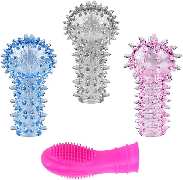 Finger Sex Toy G-Spot Finger Condom Sleeves Vagina Clitoral Massager Stimulator Orgasm Masturbator Erotic Sex Toys for Women Couples 4pcs