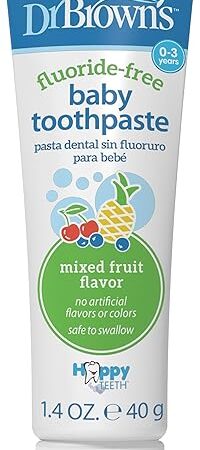 Dr Brown's Fluoride-Free Baby Toothpaste,Infant & Toddler Oral Care,Mixed Fruit,1-Pack,14oz/40g,0-3 years