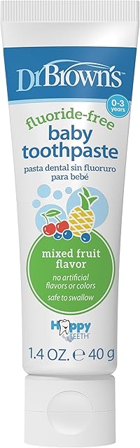 Dr Brown's Fluoride-Free Baby Toothpaste,Infant & Toddler Oral Care,Mixed Fruit,1-Pack,14oz/40g,0-3 years