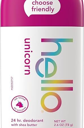 hello Unicorn Deodorant, 24 Hour Odor Protection, No Aluminum + No Baking Soda, Vegan & Parabens Free, 26 Oz